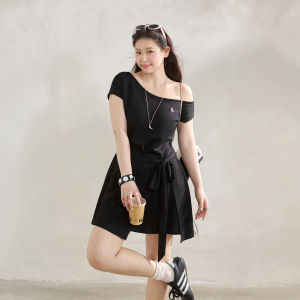 ZHANGDAREN | Đầm Đen Dễ Thương Dáng Suông Cổ Trụ Dành Cho Người Béo