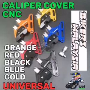 BIKERS MALAYSIA CALIPER COVER CNC ALLOY UNIVERSAL Y15/Y16/LC135/Y125/RS150/WAVE125 ORANGE&BLACK&GOLD&RED&BLUE WITH BUSH AND SCREW