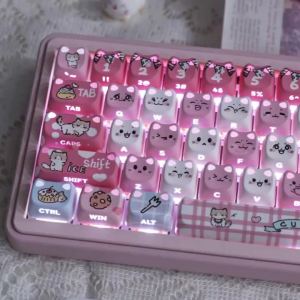 Ragdoll Cat Keycaps Cute MAO Profile for Cherry MX 61 68 104 Mechanical Keyboard Kitty Cat 141/120/119 Key Caps