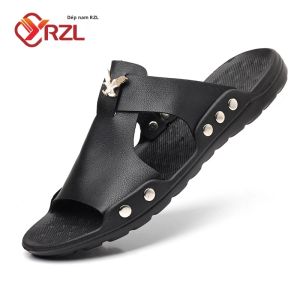 YRZL Dép Nam Mùa Hè Nhẹ Thoáng Khí Giày Sandal Trong Nhà Trượt Dùng Đi Biển Giày Người Lớn Đế Ngoài EVA