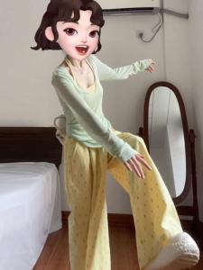 CHANGTONG | Relaxed Fall Outfit Set with Top and Wide Leg Pants