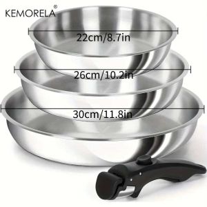 Bộ Dụng Cụ Nấu Ăn Bằng Thép Không Gỉ KEMORELA 316 - Nồi Tương Thích Với Bếp Từ Có Tay Cầm Có Thể Tháo Rời An Toàn Khi Dùng Trong Lò Nướng Thân Thiện Với Máy Rửa Chén Thân Thiện Với Môi Trường Chảo Đầu Bếp