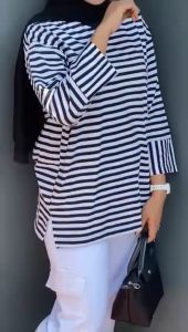 T-shirt Wanita Katun Lengan 7/8: Atasan Aldira Nyaman untuk Sehari-hari