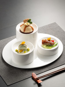 Chinese Style Ceramic Plate for Molecular Gastronomy Cold Dish Tea Snack Pastries Hotel Restaurant Creative Dining Utensils