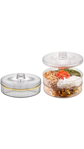 Khay mứt tròn 4 ngăn HOKORI nhựa VIỆT NHẬT cao cấp - 1 2 tầng trong suốt - Đựng bánh kẹo Tết 5635
