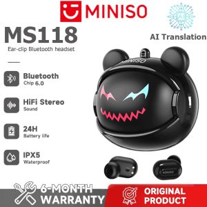 1-Year Warranty MINISO MS118 Real-time Language Translation Headphones AI Wireless Bluetooth Earphones OWS Supports 135 Languages Sports Headphones with Replaceable Earmuffs IPX5 Waterproof Noise Cancellation