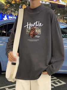 Dralon Bottoming Shirt Men Long Sleeves T-Shirt Half Turtleneck Top Clothes Trendy Inner Wear Autumn and Winter Velvet Thermal Underwear