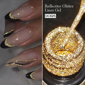 Reflective Glitter Liner Gel Nail Polish Gold Silver Spider Line UV Gel Pull Line Graffiti Painting Stripe DIY French Nails