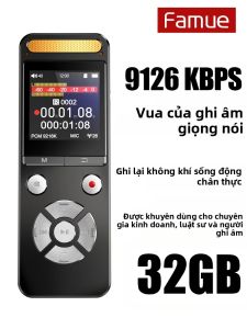 Famue | Máy Ghi Âm Mini 32GB Với Hai Micro Khử Tiếng Ồn 27 Cấp Độ Thiết Bị Ghi Âm Rõ Nét Dành Cho Lớp Học Và Đào Tạo