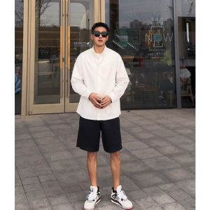 Cleanfit Black Heavyweight Mens Shorts Summer High-End Straight Leg Running Sports Five-Quarter Length Casual Pants