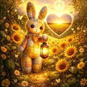 Huacan 5D DIY Diamond Painting Stuffed Rabbit Sunflower Field Diamond Embroidery Animal Complete Kit Picture Of Rhinestones