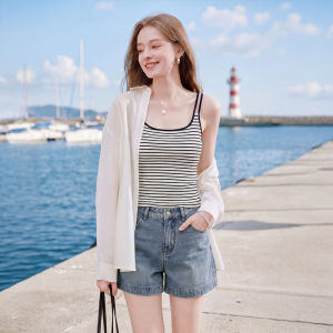 XIANGYING | Stripe Square Neck Knitted Tank Top
