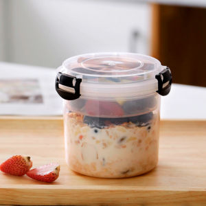 Di Động Ăn Sáng Cốc Qua Đêm Yến Mạch 2 Lớp Cốc Nhựa Có Nắp Thìa Sữa Chua Salad Lò Vi Sóng An Toàn Mang Theo Leibé