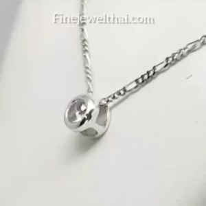 Finejewelthai-จี้เงินแท้ สไตล์มินิมอล เลือกฝังเพชรสังเคราะห์หรือพลอยแท้ได้-P1100cz/gem