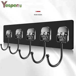 YESPERY Matte Black 6-row Hook High Quality Metal Hooks Wall Mount Towel Hanger Hook Home Kitchen Wall Door Bathroom Hook