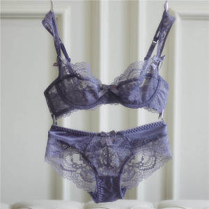 Siêu Mỏng Xuyên Thấu Ren Bộ Áo Ngực Cho Phụ Nữ Trẻ Rỗng Ra Nút Bướm Push-up Phong Cách Thấp Vòng Eo Quần Lót Nữ Xuân Hè Mới