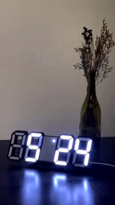 Jam Meja LED 3D / Jam Dinding Digital LED 3D Bentuk Angka Modern Minimalis