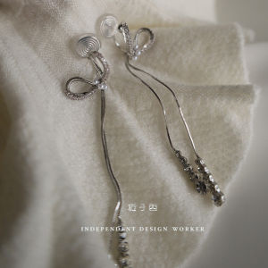 Luorormin Long French Style No Piercing Butterfly Tassel Mosquito Coil Dish Womens Clip-On Earrings Ethnic Style Fashion Jewelry