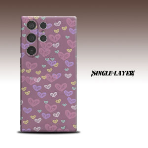 mauve pastel heart doodle For Samsung Galaxy S26 S25 S24 A56 A36 Dual Layer Luxury Fashion Full Lens Protective Case
