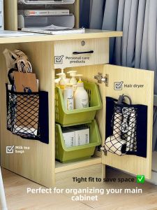 Wall-Mounted Dormitory Hostel Storage Organizer Student Bedroom Cabinet Hair Dryer Curling Iron Holder Bag Simple Design Rack