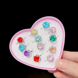 Childrens Ring Girls Gem Pearl Jewelry Box Baby Plastic Embedded Diamond Crystal Toy Ring Girls Fashionable Alloy Ring