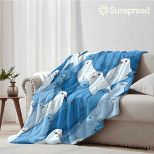 Beast Kingdom | Blue White Pigeon Flock Soft Warm Flannel Blanket Lightweight Cozy Christmas Halloween Home Decor Room