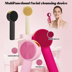 Double Side Soft Silicone Electric Facial Cleansing Brush 5 Levels Sonic Vibrating Face Brush for Deep Cleaning Exfoliating