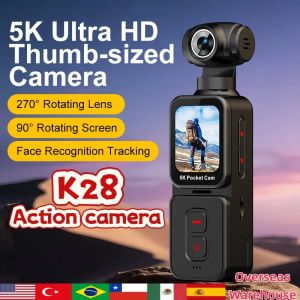 K28 5K Ultra Clear Handheld Action Camera 270°Rotating Lens 1.69-inch Face Recognition Automatic Follow Shot Sports Thumb Camera