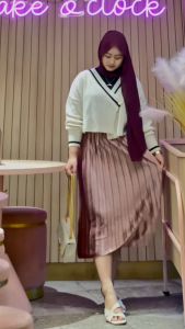 Rok Kece Plisket Mexi Skirt BLUDRU ASLI 7/8 Premium Kain Tebal Dan Lembut
