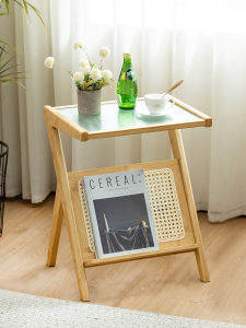 ZHUTING | Portable Solid Wood and Bamboo Rattan Coffee Table