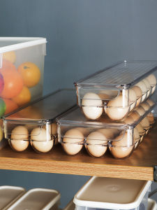 Food Grade Egg Storage Box with Lid Kitchen Fridge ness Preservation Long Rectangle Egg Box Household Organizer Accessory