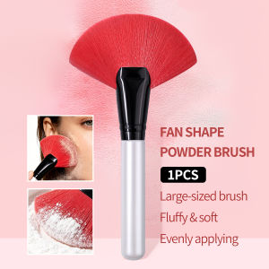 1pc Large Fan Powder Brush Contour & Highlight Makeup Brush Soft Fibre Multi-functional Cosmetic Beauty Cleaning Tool