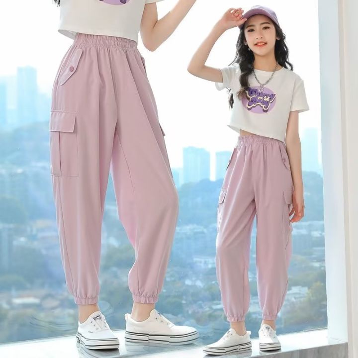 Fashion Cargo Pants for Teen Girls Cool Trousers Loose Style Kids
