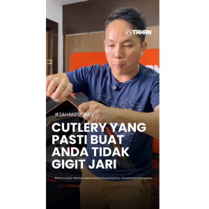 TAHAN 3-in-1 Stainless Steel Cutlery Set Sudu Garfu Outdoor Tahan Lasak Portable dan Mudah DIbawa