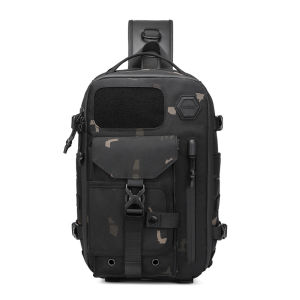 Ozuko Tactical Sports Chest Bag Mens Outdoor Multi-Functional Casual Crossbody Waterproof Oxford Cloth Leisure Chest Bag