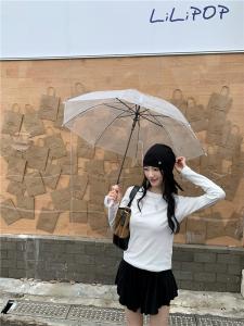 เสื้อยืดคอกลมแขนยาวสีขาว เสื้อชั้นในลำลอง ทรงเข้ารูป เสื้อชั้นในฤดูใบไม้ร่วงสำหรับผู้หญิง เสื้อชั้นในทรงเข้ารูป เสื้อผ้าทำงาน ผ้าฝ้าย โพลีเอสเตอร์