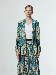 Autumn Designer Silk Printed Womens Casual Blazer