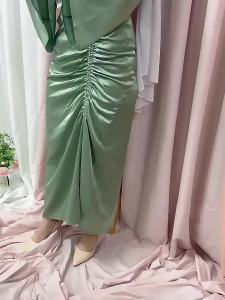 Djellaba Feminine Silky Muslim Dress Dubai Shiny Soft Silky Abaya Dubai Turkey Muslim Islam Abayas Robe With belt WY805