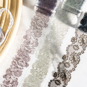 JIANQI 4cm*2m Flowers Lace PET Tapes DIY Scrapbooking Collage Stattionery Junk Journal School Supplies Decor Aesthetics Tapes