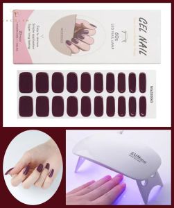 2Pcs/Set Semi Cured Gel Nail Strip Stickers with 6W UV Lamp baked Adhesive Long Lasting Nail Gel Wraps Nail Art Decoration Tip