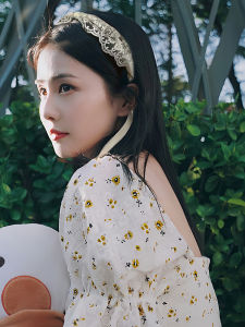 DUDU Trendy Star White Deer French Vintage Super Fairy Gentle Lace Hairband Women Headwear Fresh out New Korean Style Freshness