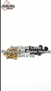 Baut Body Cover M4-M 4-4x12-M4x12-4 x 12 Hitam-Emas Untuk Semua Jenis Motor Honda Matic Baud Bodi