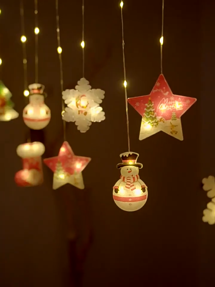 LED Christmas Tree Light Curtain Style Fairy Lights Santa Claus Socks  Curtain Light Christmas Decoration For Home Window Indoor Outdoor Party
