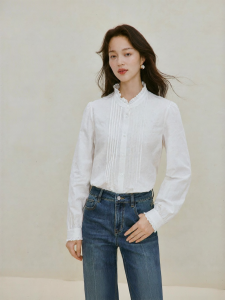 INMAN | French Royal Style Floral Lace Stand Collar Long Sleeve Vintage Womens Shirt