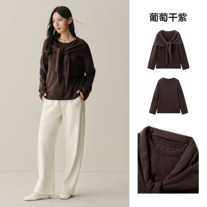 Removable Rabbit Fur Mixed Knitted Shoulder Wrap round Neck Pullover A1EEF4448 Peacebird Womens Fashion Soft Long Sleeve