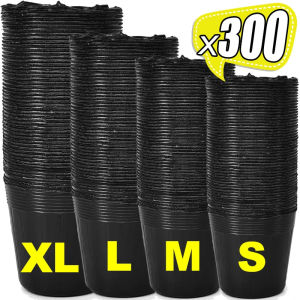 300PCS Plastic Black Seedling Nursery Pots Grow Bags Flower Plant Breathable Container Garden Vegetable Planting Pots