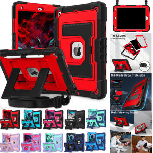 For Apple iPad Mini A17 Pro Mini 7 Mini 6 8.3 inch Tablet Kids Friendly Silicone Case Heavy Duty Shoulder Straps Cover Pen Slot