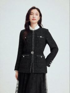 Koradior | Elegant Office Wear Wool No-Collar Coat