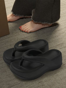 Black Thick Heel Sandals Womens Outdoor Summer Fashion Popular Heightening Foot Strap Beach Slippers Women Comfortable EVA