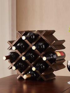 Creative DIY Wine Rack Real Wood Desktop Storage Shelf Diamond Shaped Red Wine Stand Home Decor Storage Organizer